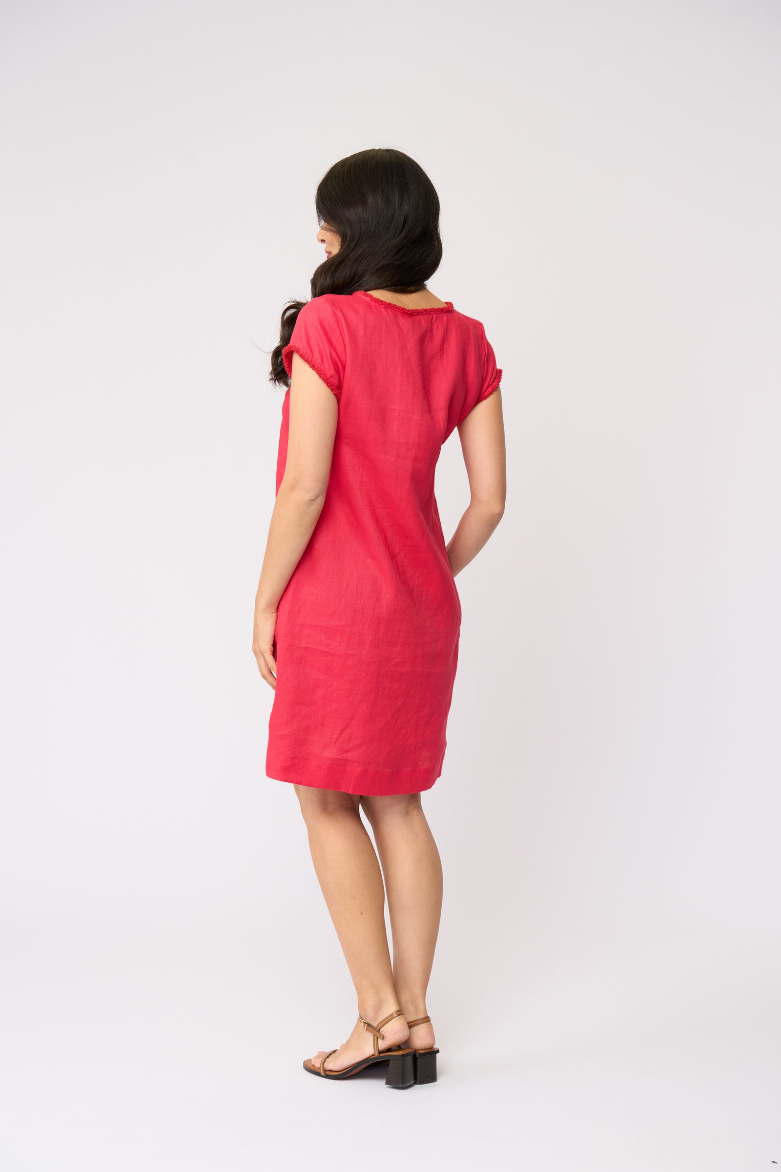 Foil V Festive Dress in Melon