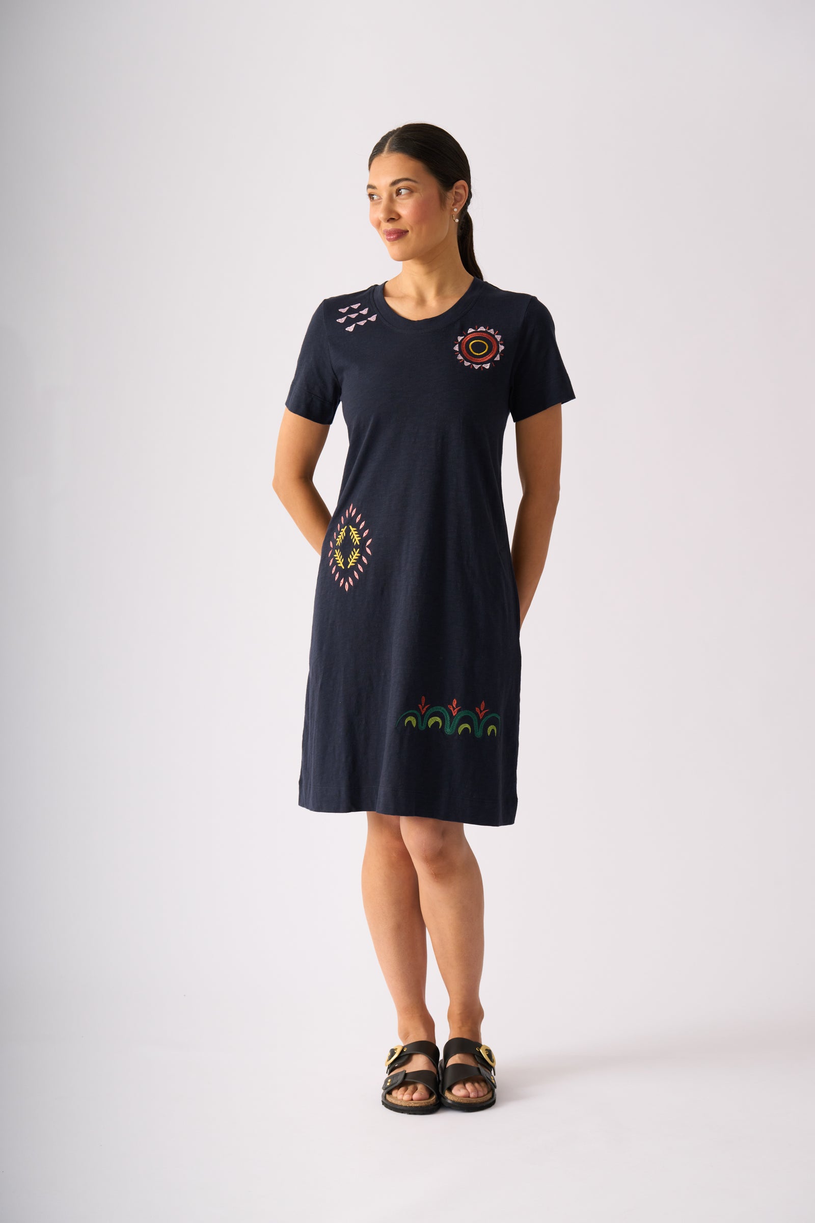 Foil Bright Spot Dress in True Navy