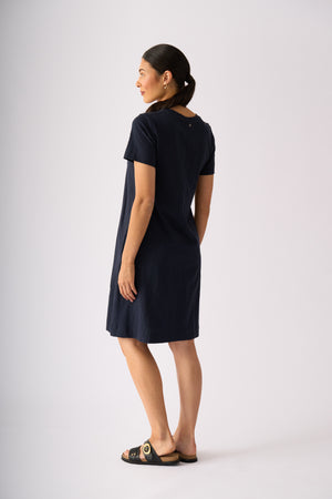 Foil Bright Spot Dress in True Navy