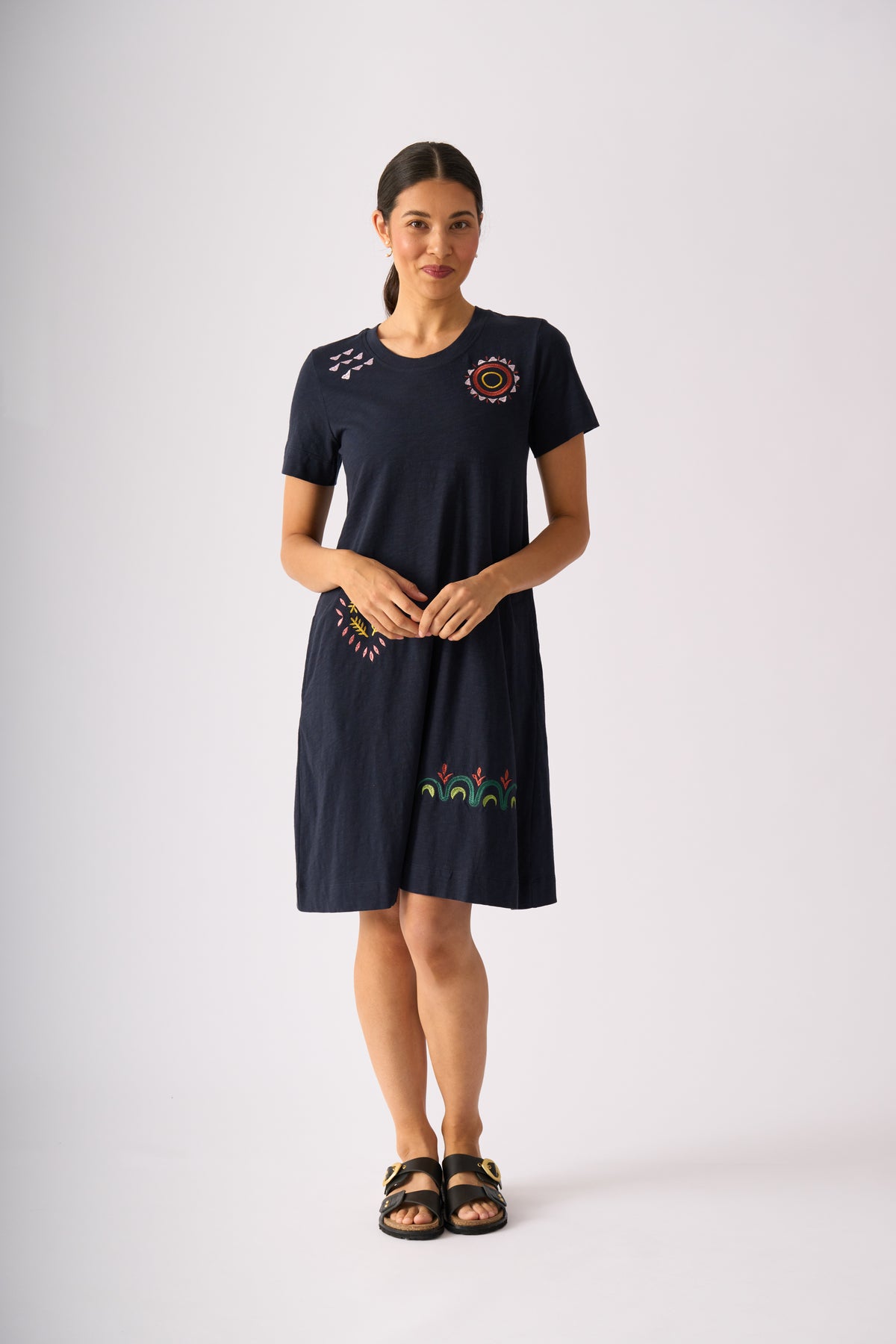 Foil Bright Spot Dress in True Navy