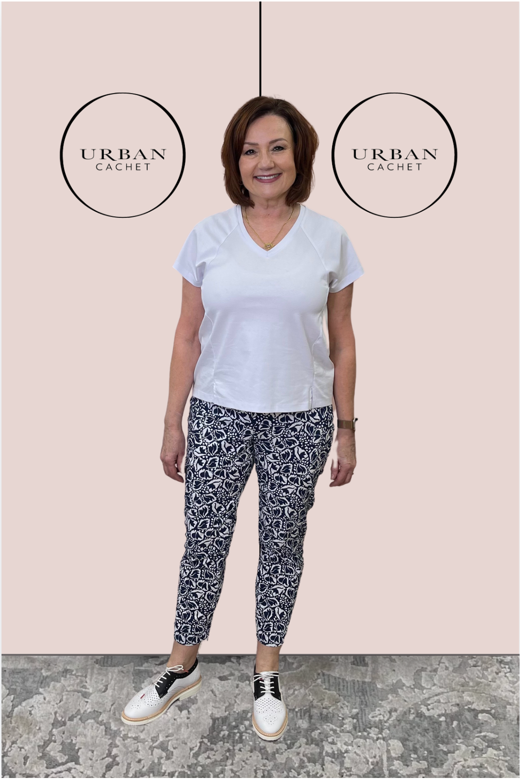 Foil Fuss Free Taper Capri Trapeze Pant in BFF