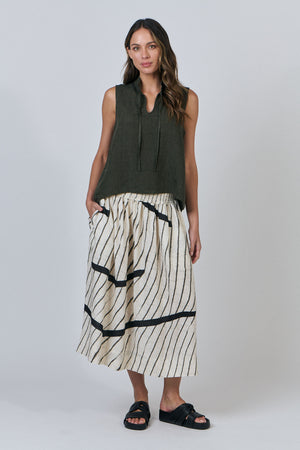 Naturals by O & J Tie Neck Top in Licorice