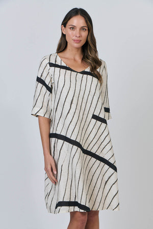 Naturals by O & J Linen Swing Dress in Isobars