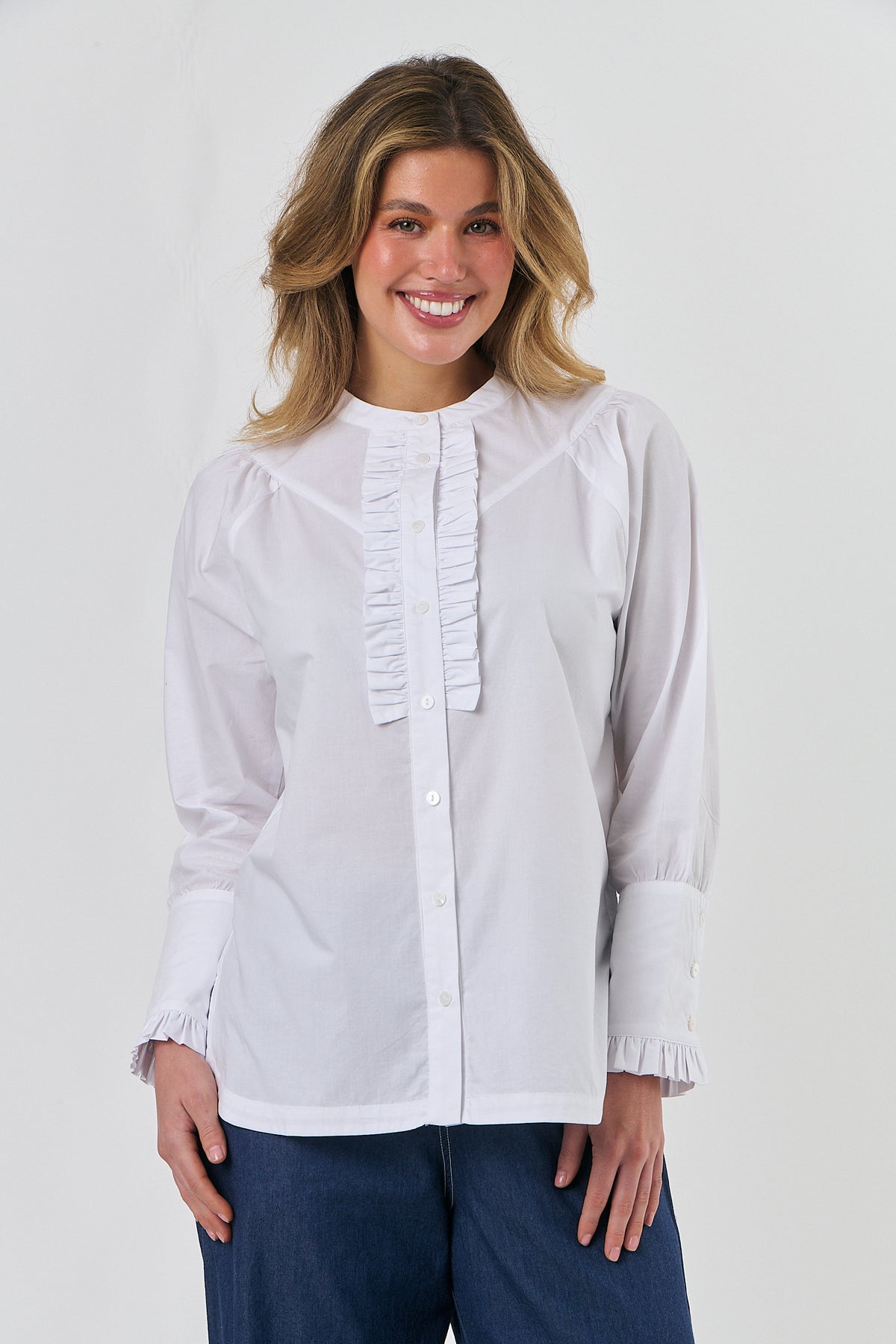 Naturals by O & J Button Through Shirt in White