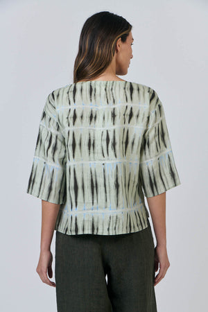 Naturals by O & J Plain Linen 3/4 Sleeve Top in Exposure