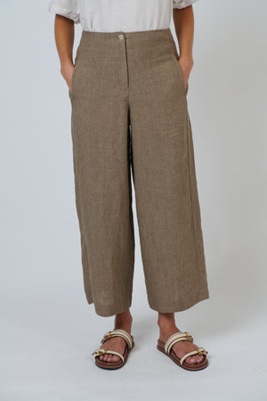 Naturals by O & J Wide Leg Linen Pant in Agate