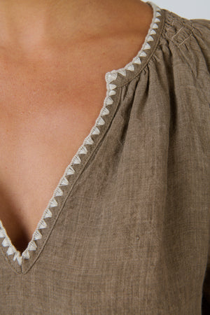 Naturals by O & J Agate Embroidered Linen Dress