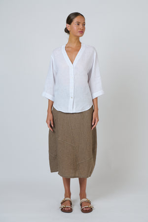 Naturals by O & J Linen Skirt in Agate