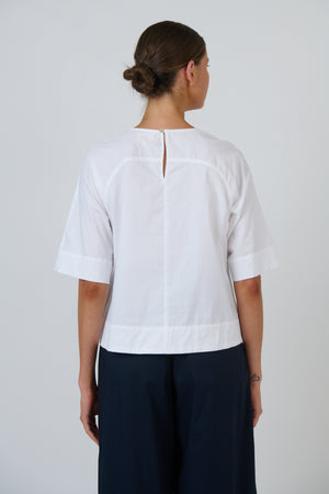 Naturals by O & J Relaxed Cotton White Poplin Top