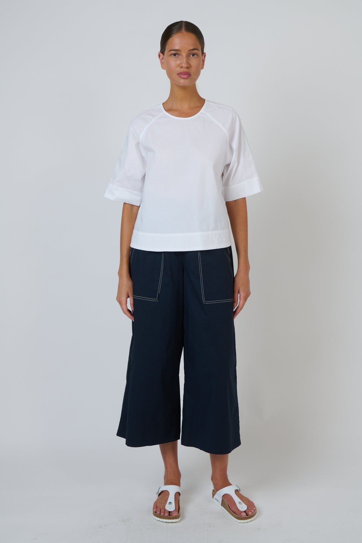 Naturals by O & J Relaxed Cotton White Poplin Top