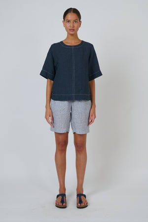 Naturals by O & J Linen Top in Gunsmoke