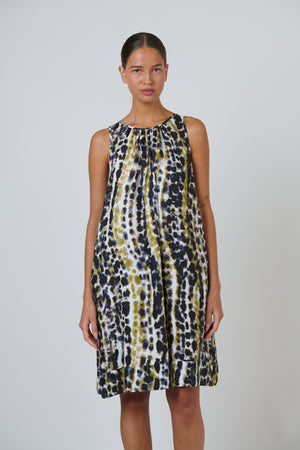 Naturals by O & J Sleeveless A-Line Linen Dress in Lichen