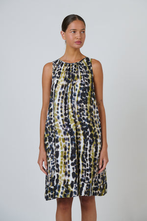 Naturals by O & J Sleeveless A-Line Linen Dress in Lichen