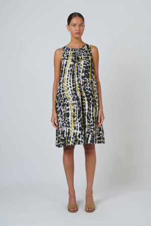 Naturals by O & J Sleeveless A-Line Linen Dress in Lichen