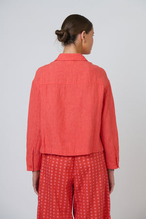 Naturals by O & J Cropped Linen Jacket in Sunset Strip