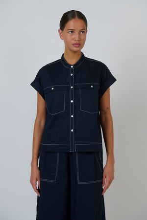 Naturals by O & J Poplin Top in Ink