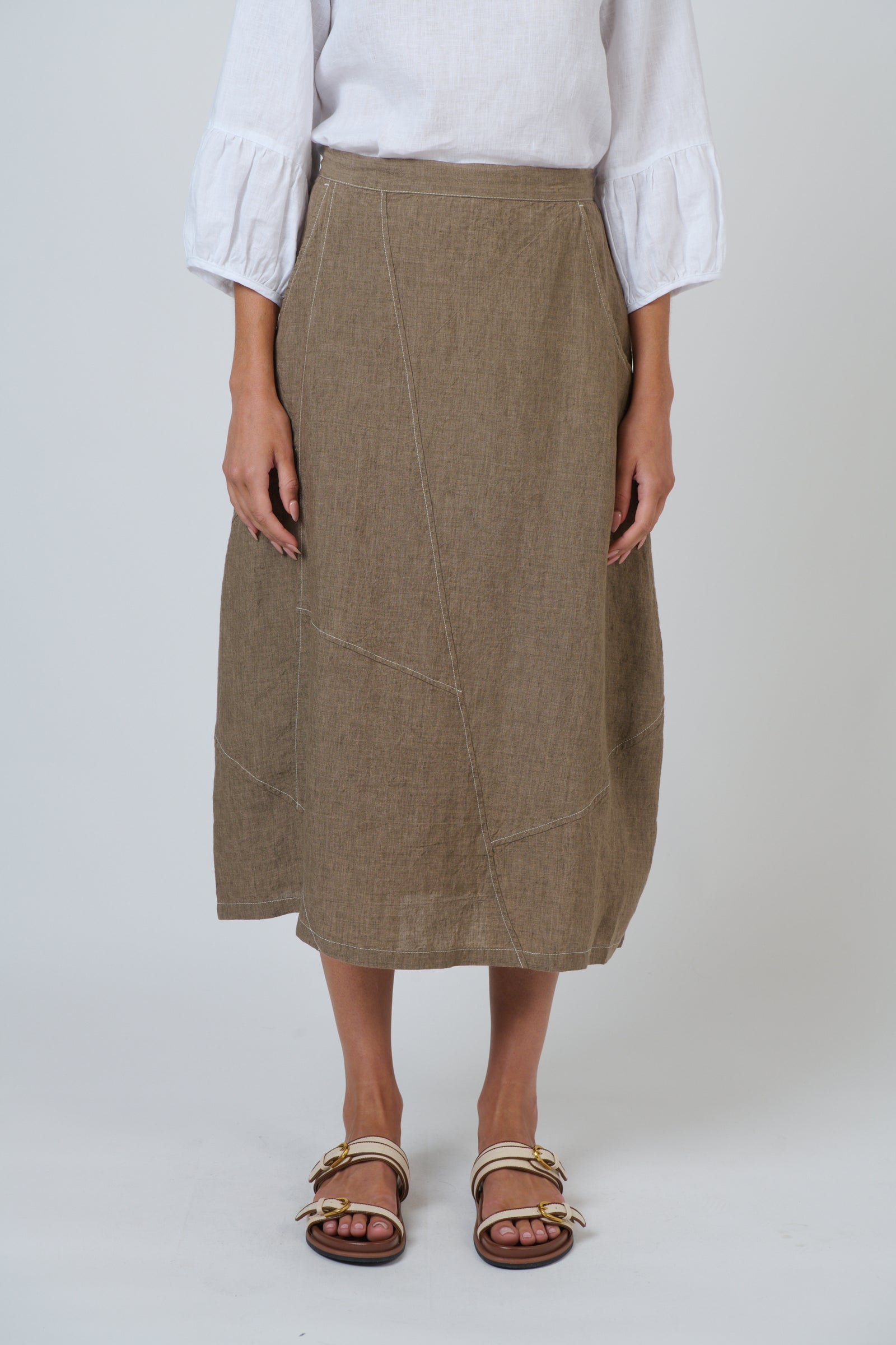 Naturals by O & J Linen Skirt in Agate