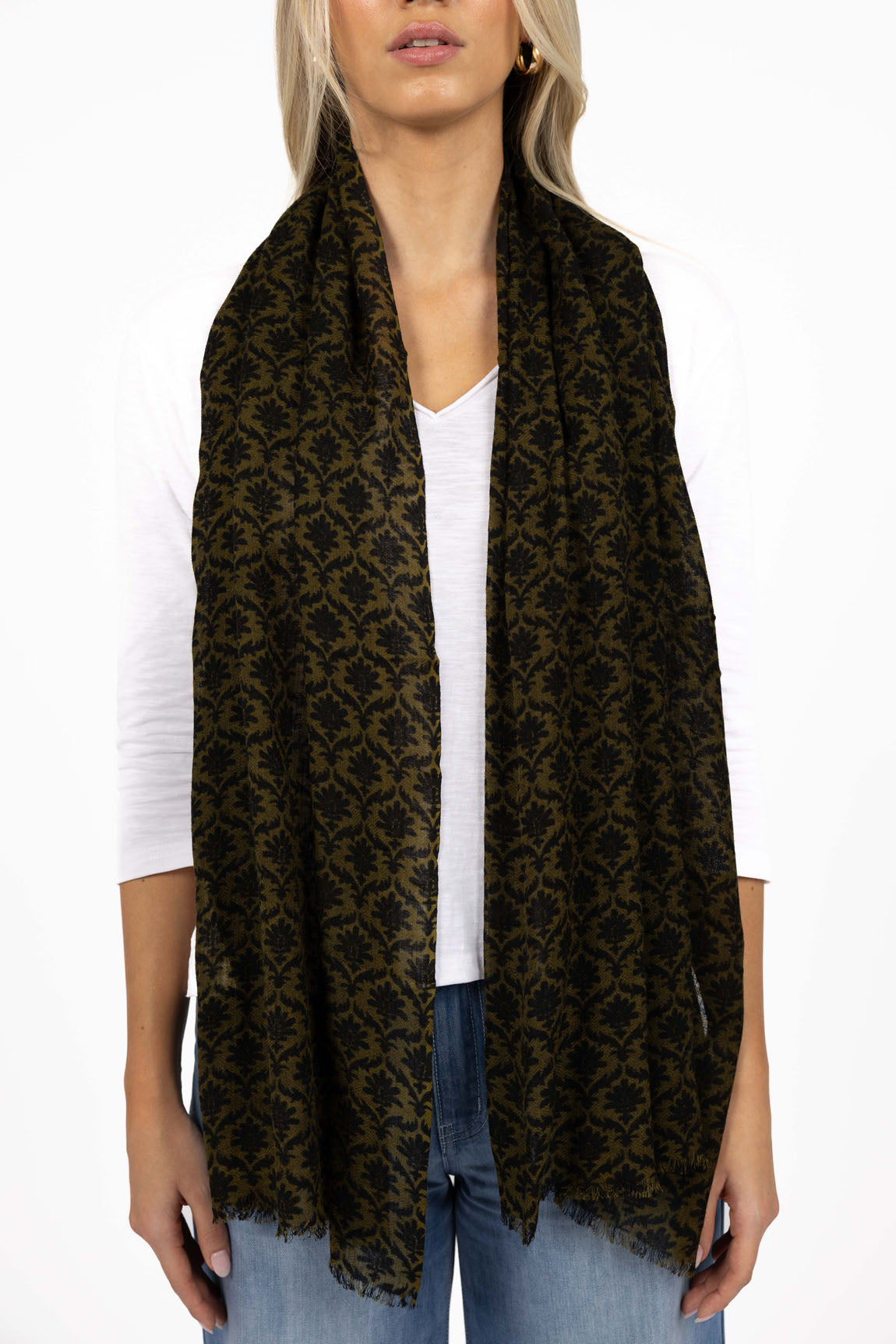 Humidity Motif Scarf in Khaki Print