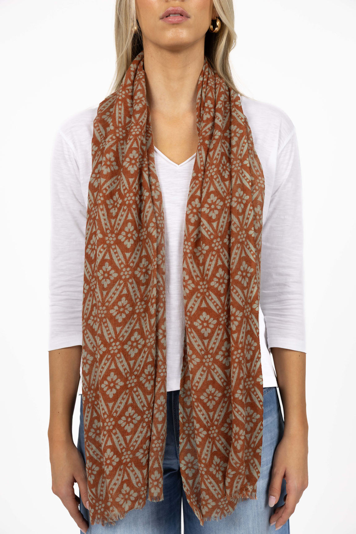 Humidity Diamond Scarf in Copper Print