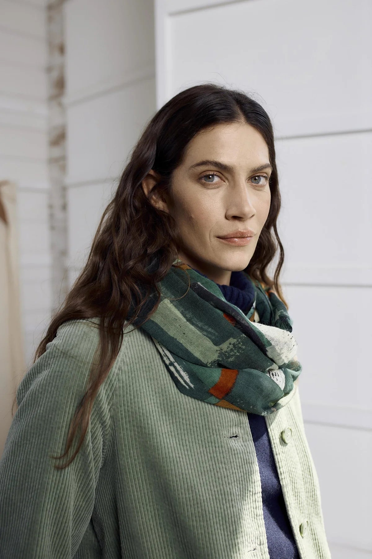 Seasalt Cornwall Pretty Printed Scarf in Aeria Field Coppice