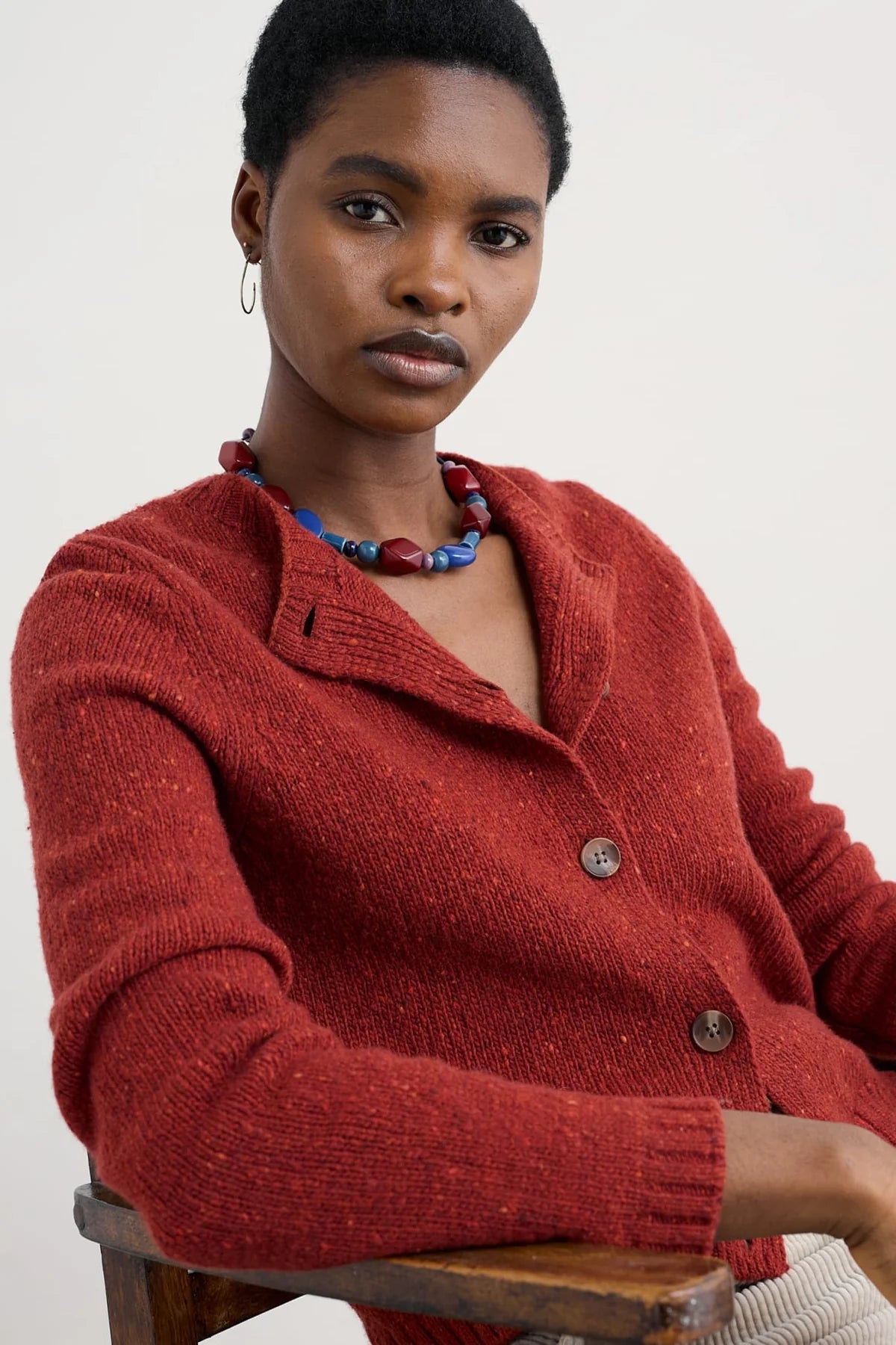 Seasalt Cornwall Dawson Pick Cardigan Merino in Red Sail