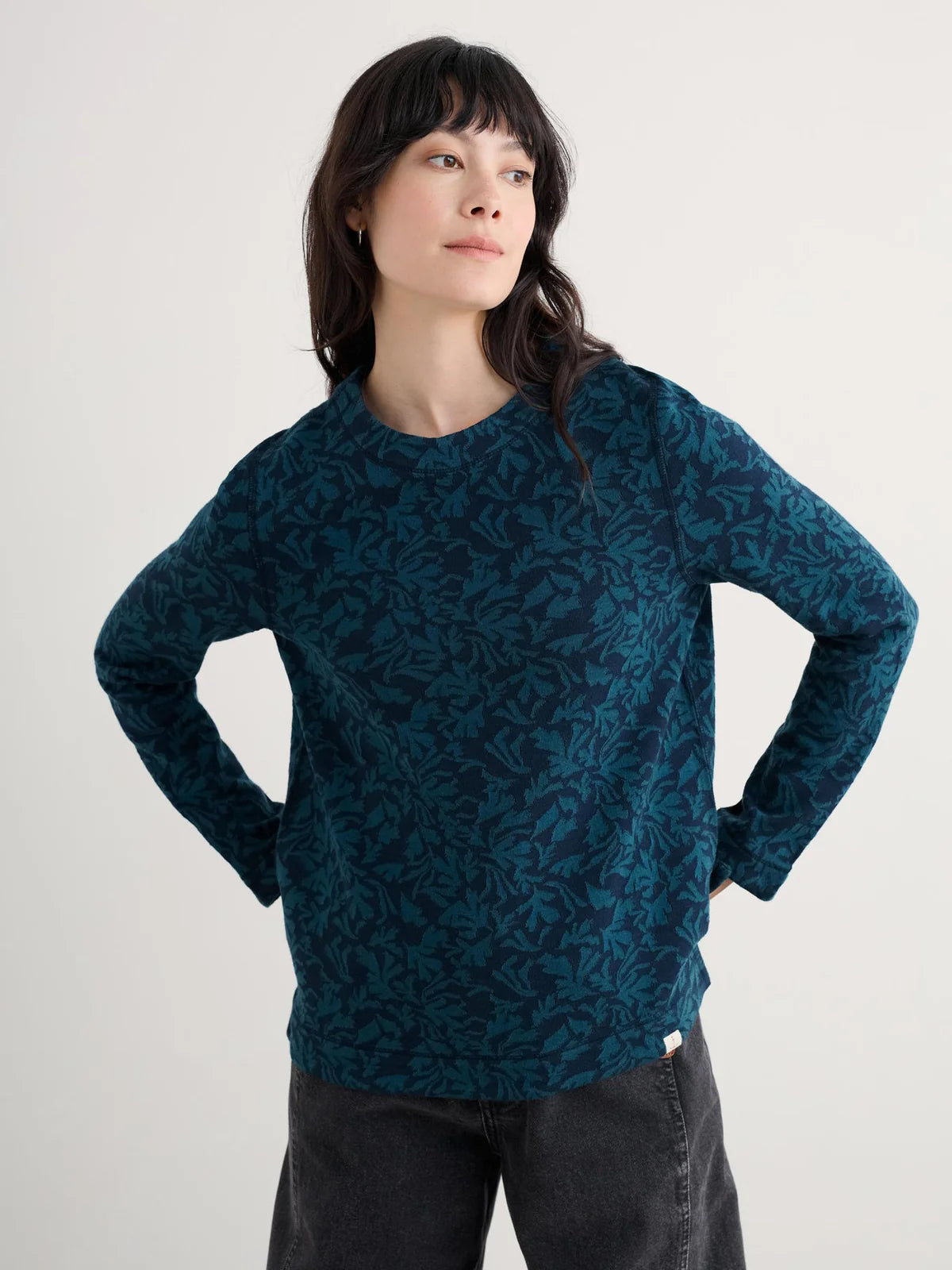Seasalt Cornwall Gwennol Top in Drawn Seabed Dark Eden