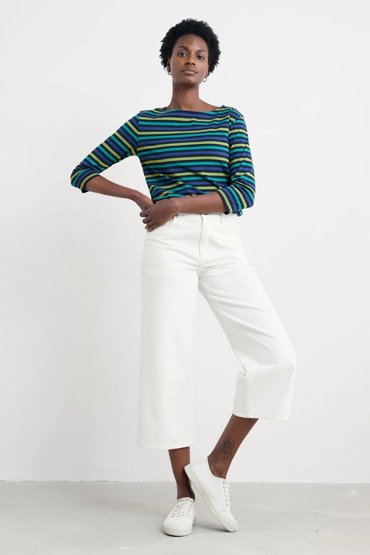 Seasalt Cornwall Sailor Top in Tri Mini Cornish Emulsion