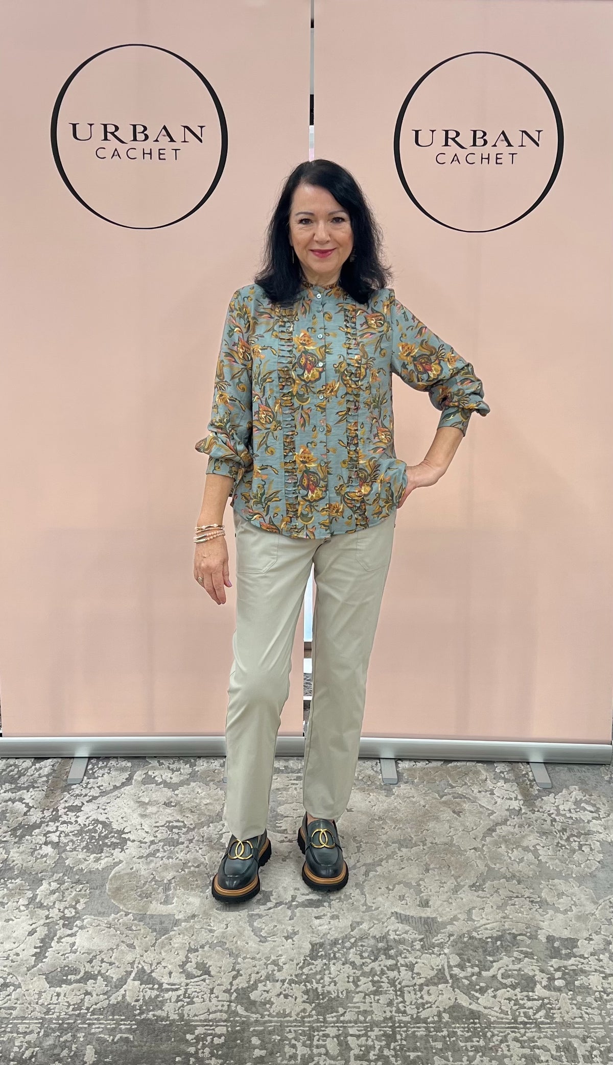 Surkana Front detail Blouse in Multi Tile