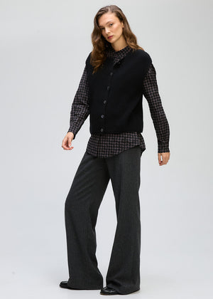 LD&CO Knitwear Ribbed vest in Black