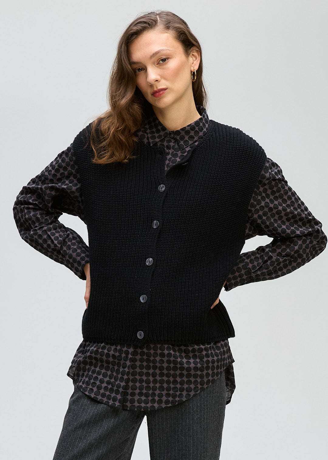 LD&CO Knitwear Ribbed vest in Black