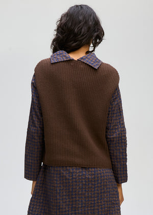 LD&CO Knitwear Ribbed vest in Dark Brown