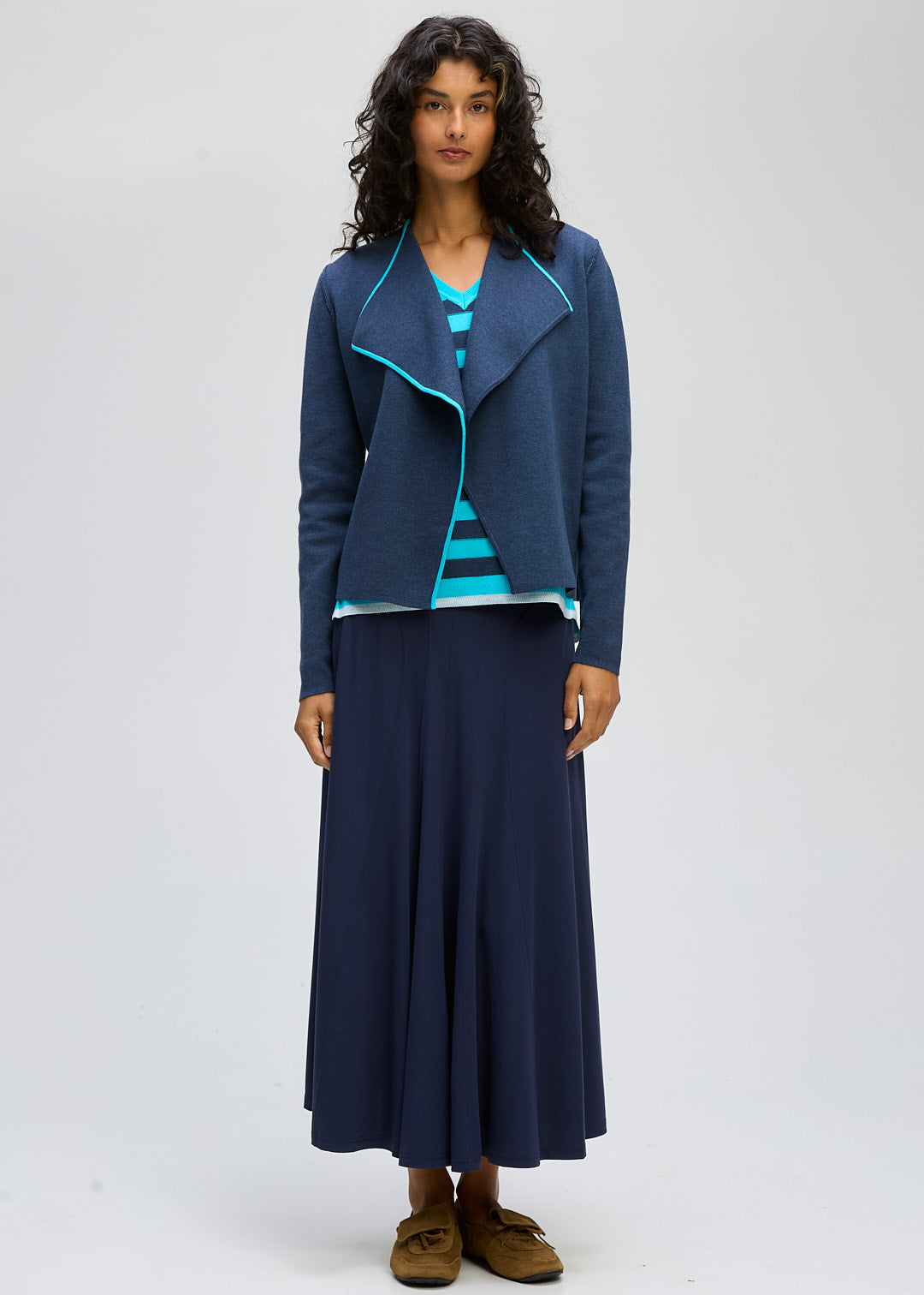 LD&CO Knitwear Collared Milano Jacket in Dark Denim