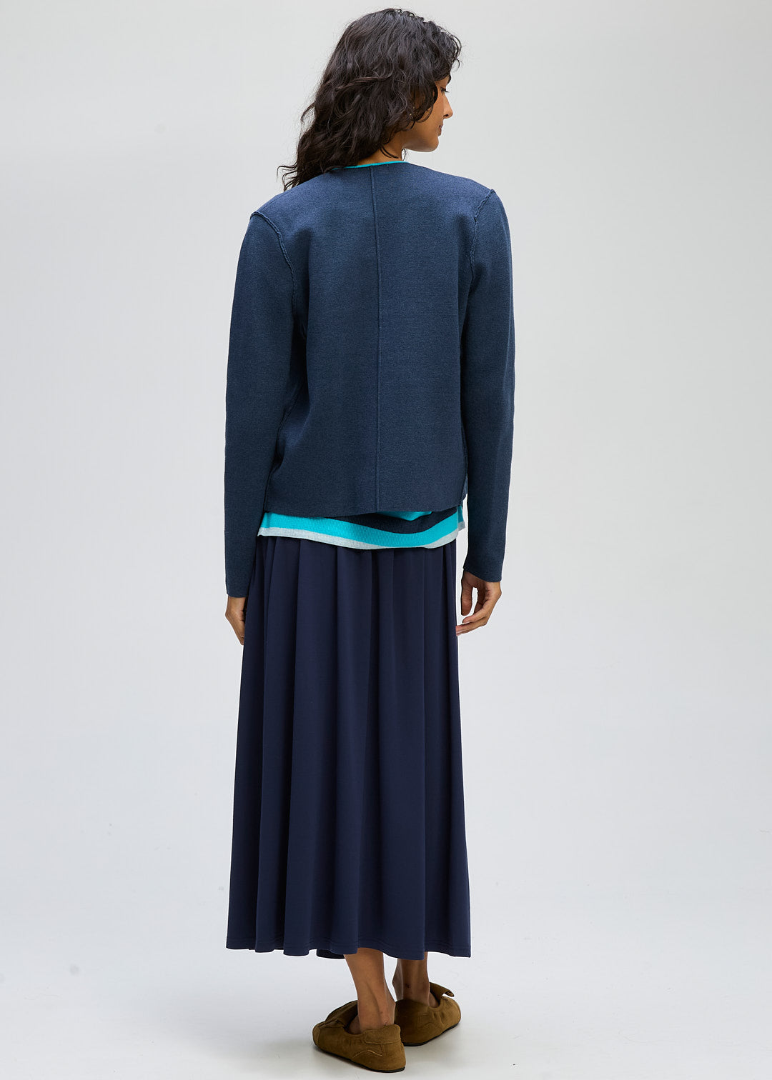 LD&CO Knitwear Collared Milano Jacket in Dark Denim