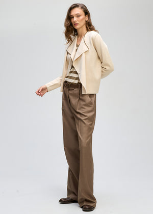 LD&CO Knitwear Collared Milano Jacket in Macadamia