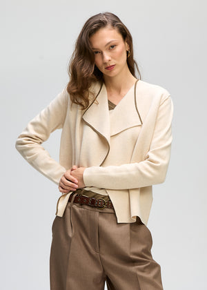 LD&CO Knitwear Collared Milano Jacket in Macadamia