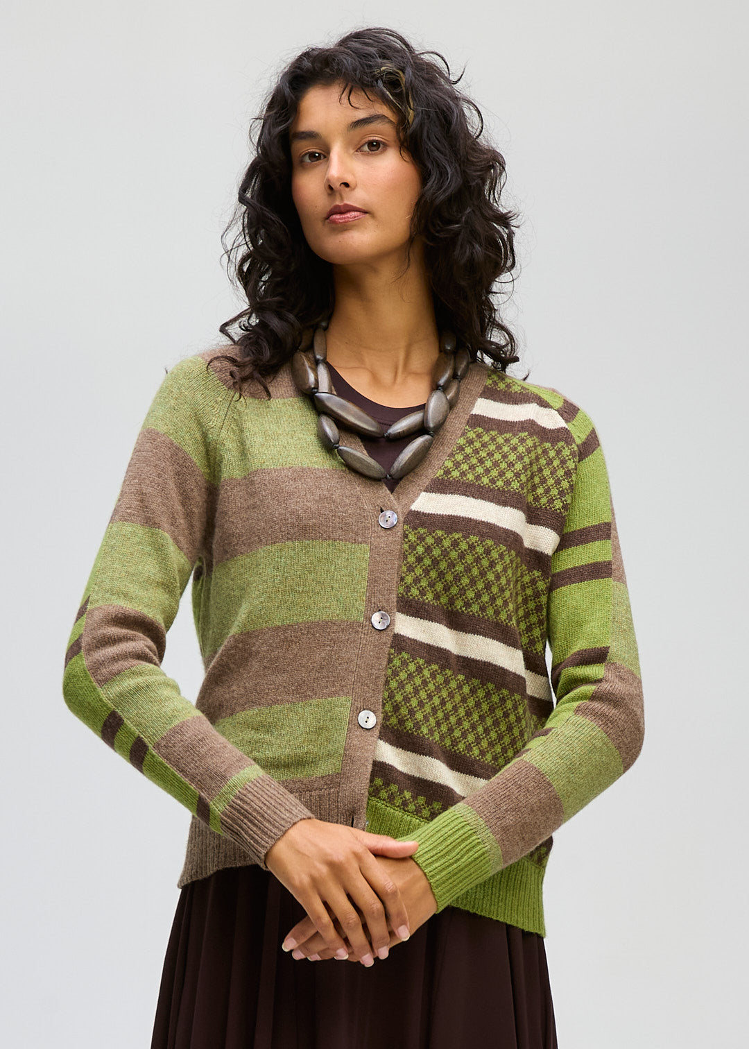 LD&CO Knitwear Groove Swing Cardi in Cocoa