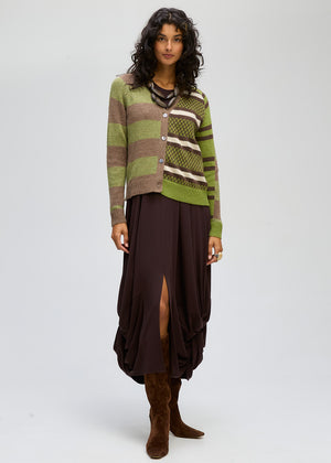 LD&CO Knitwear Groove Swing Cardi in Cocoa