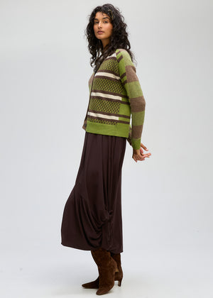 LD&CO Knitwear Groove Swing Cardi in Cocoa
