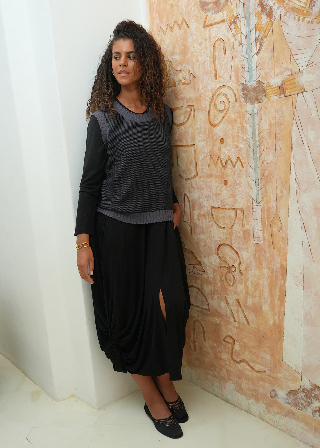 LD&CO Knitwear Pattern Vest in Black