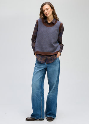 LD&CO Knitwear Pattern Vest in Denim