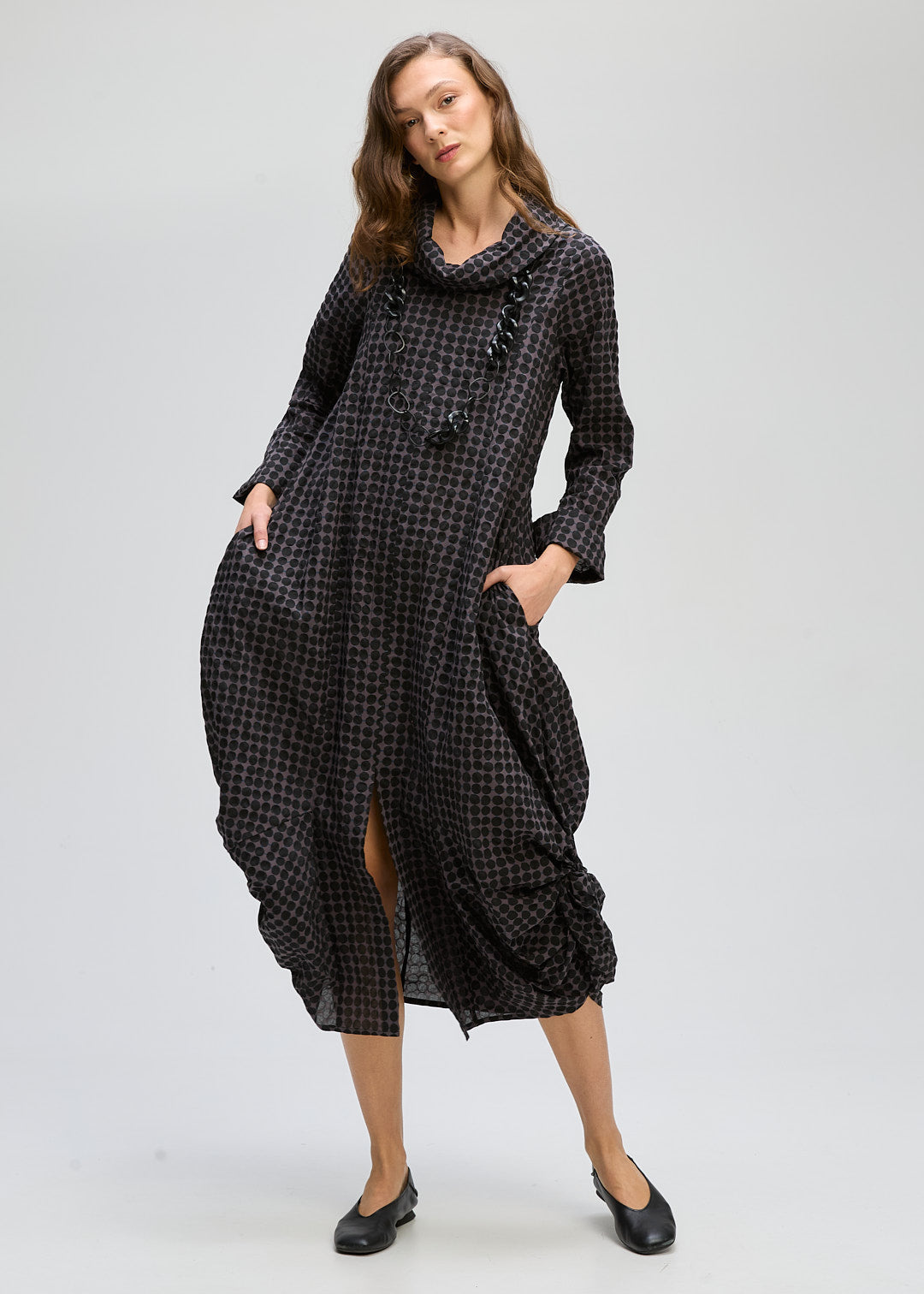 LD&CO Knitwear Poker Dot Dress in Black Spot