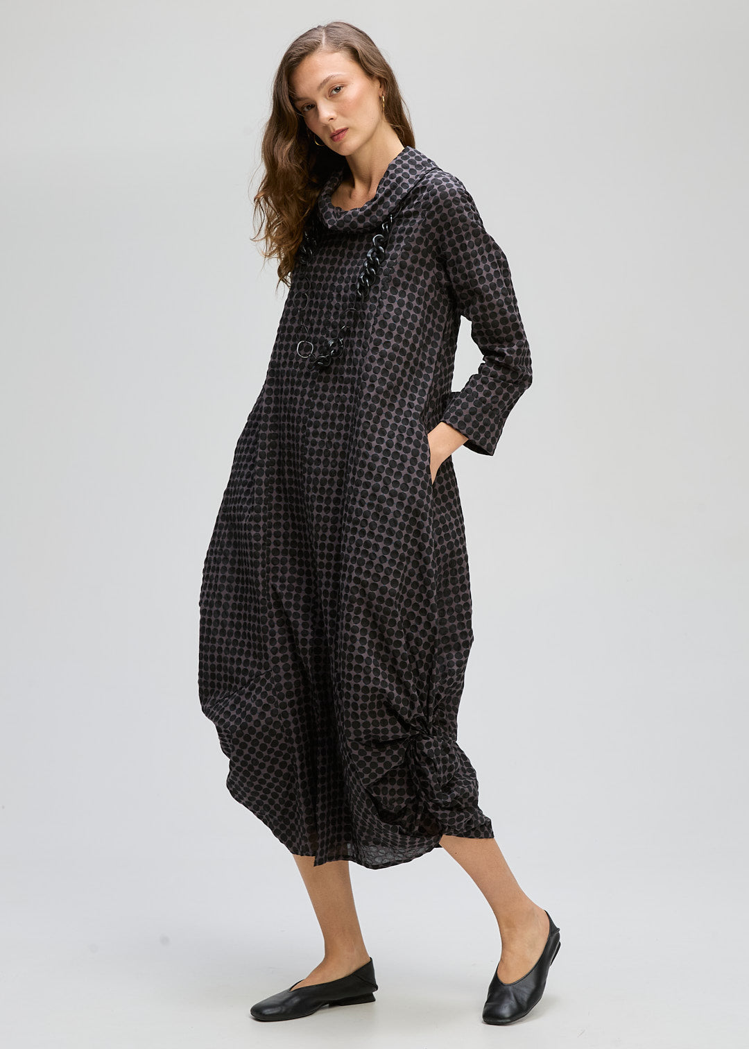 LD&CO Knitwear Poker Dot Dress in Black Spot