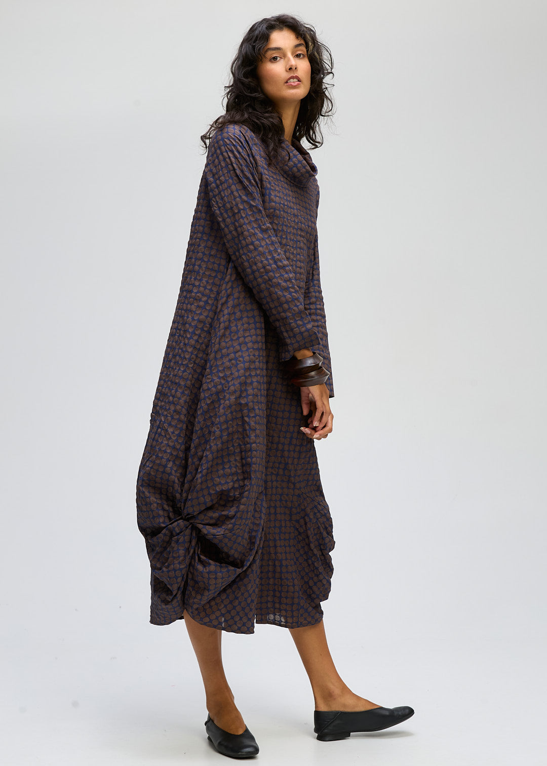 LD&CO Knitwear Poker Dot Dress in Cocoa Spot