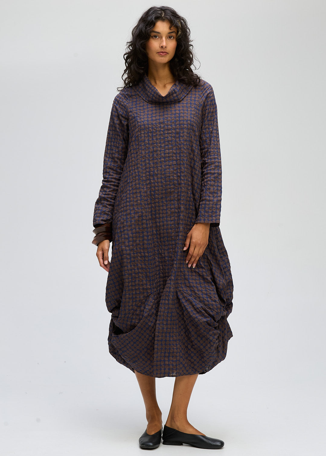 LD&CO Knitwear Poker Dot Dress in Cocoa Spot
