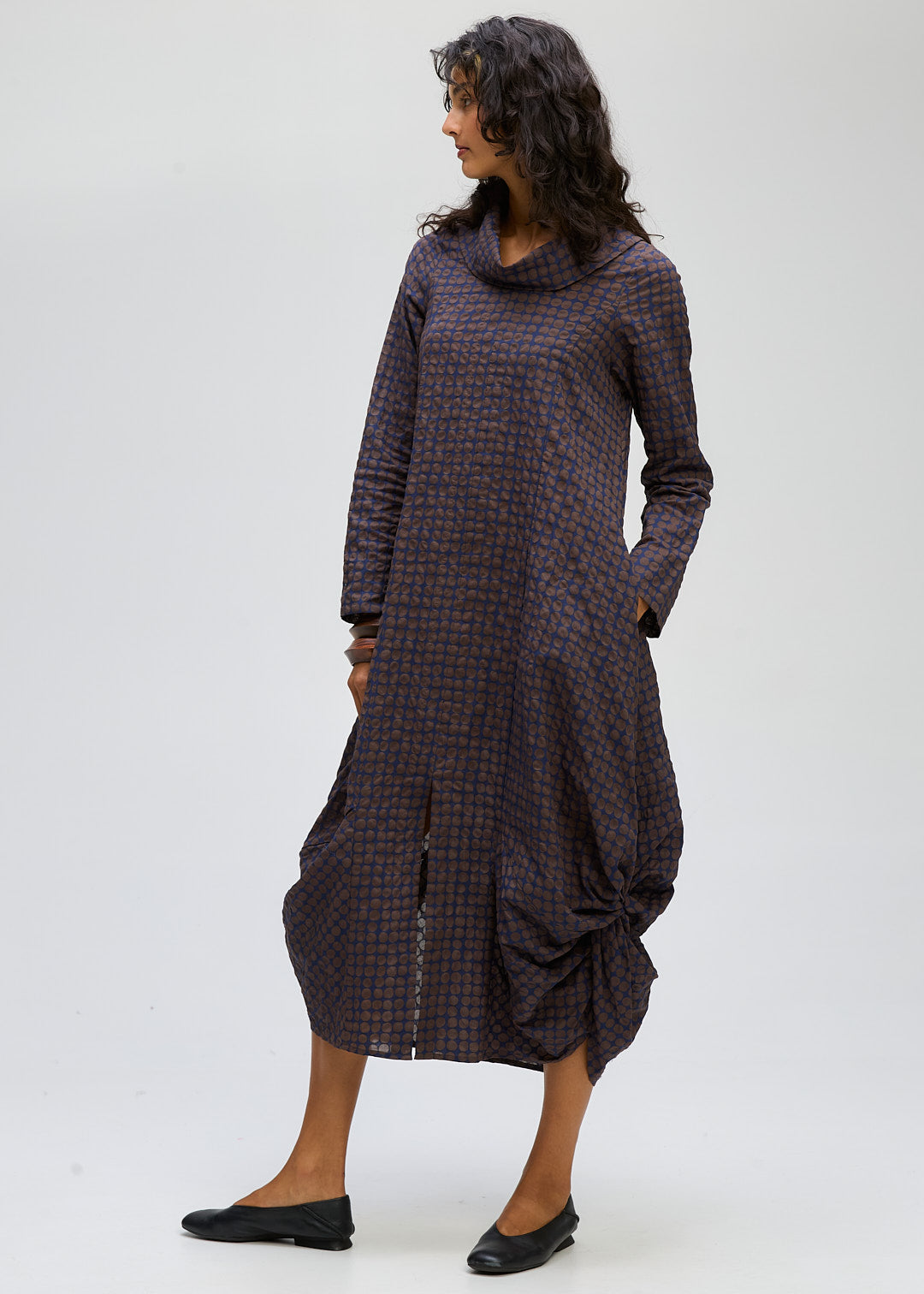 LD&CO Knitwear Poker Dot Dress in Cocoa Spot