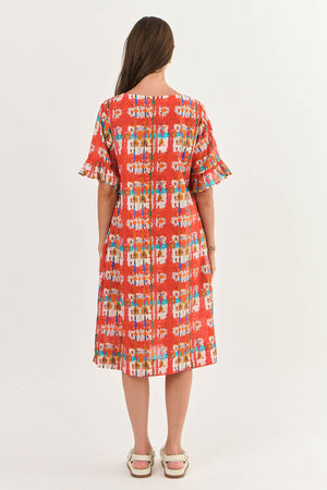 Namastai V Neckline Cotton Dress in Tutti Frutti