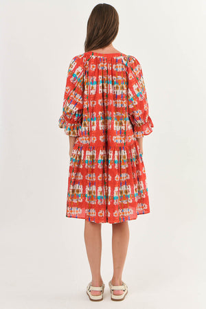 Namastai V Neck Cotton Dress in Tutti Fruitti