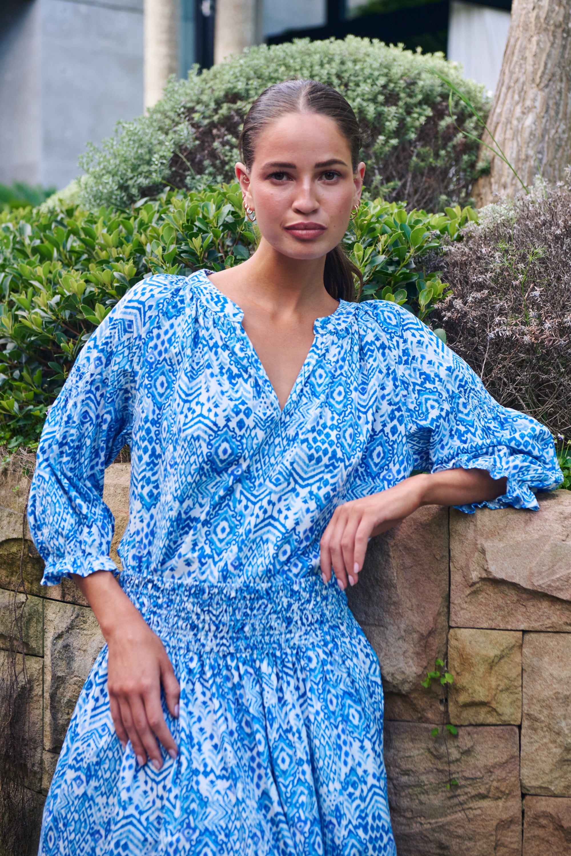 Namastai Boho Blouse in Aqua Souk