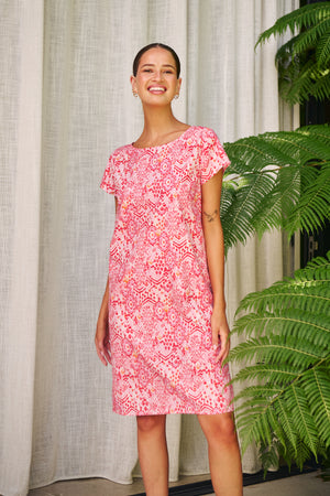 Namastai Easy Shift Dress in Rose Souk