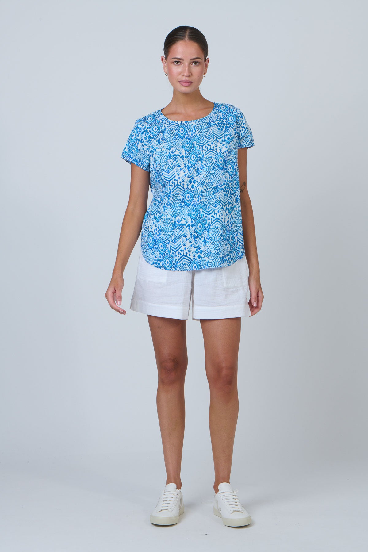 Namastai Round Neck Tee in Aqua Souk